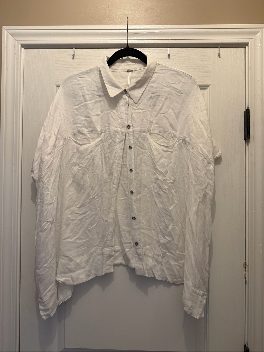 Free People White Linen-Style Button Down Shirt - M - NWOT